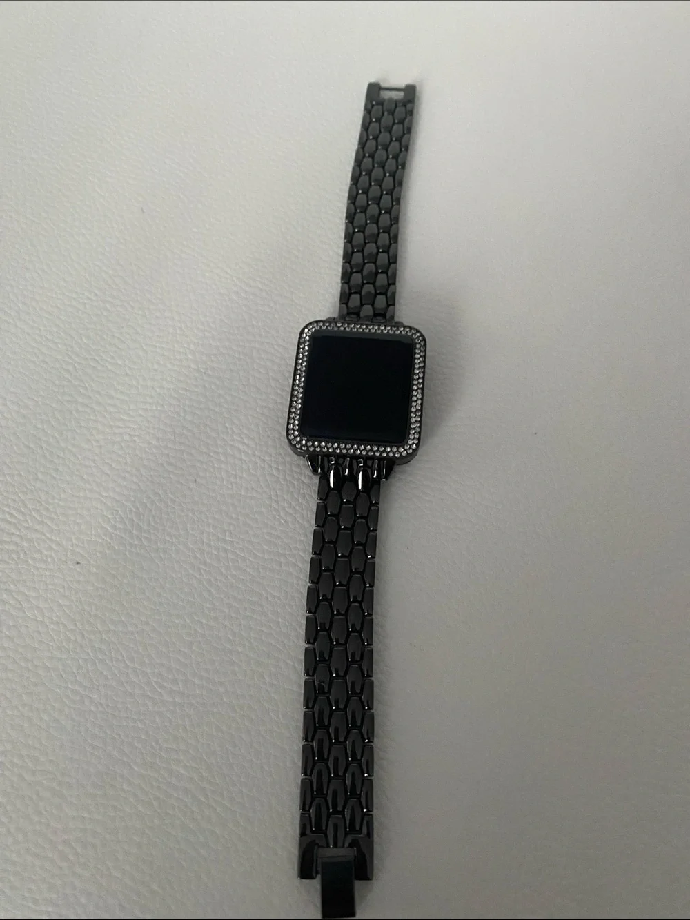 Women’s Black Digital Watch LED Touchscreen Rhinestone Square Face Watch